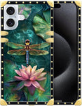 Compatible with iPhone 16 Plus Case, Colourful Dragonfly Pink Lily Pads Luxury by Unknown