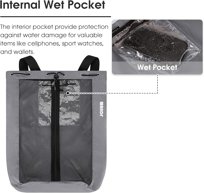 WANDF Swim Bag Mesh Drawstring Backpack Beach Backpack - Image 3