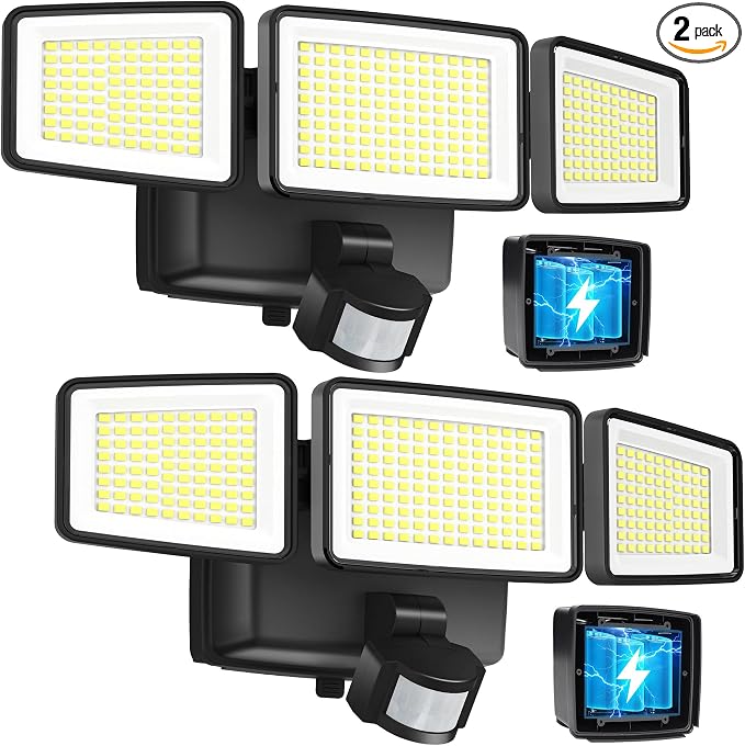 UME Battery Powered Motion Sensor Outdoor Lights 302 LED 1800LM, IP65 by UME
