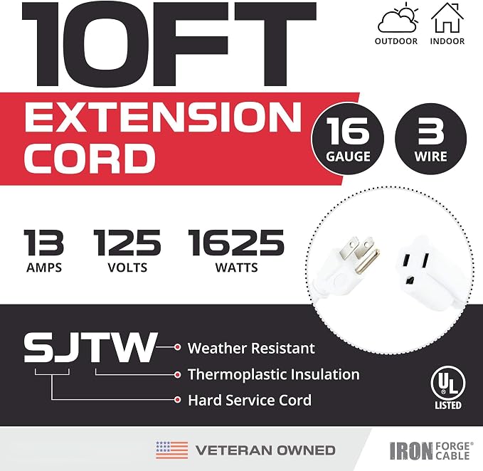 Iron Forge Cable Weatherproof 2 Pack 10 Ft Outdoor Extension Cord - Image 2
