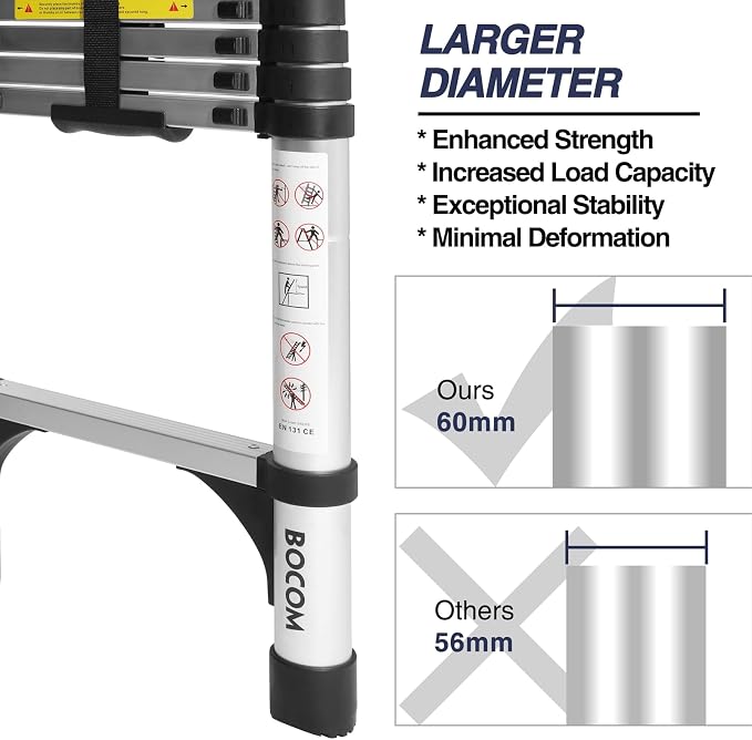 BOCOM 8.5 FT Aluminum Telescoping Ladder, Lightweight Multi-Purpose Collapsible - Image 2