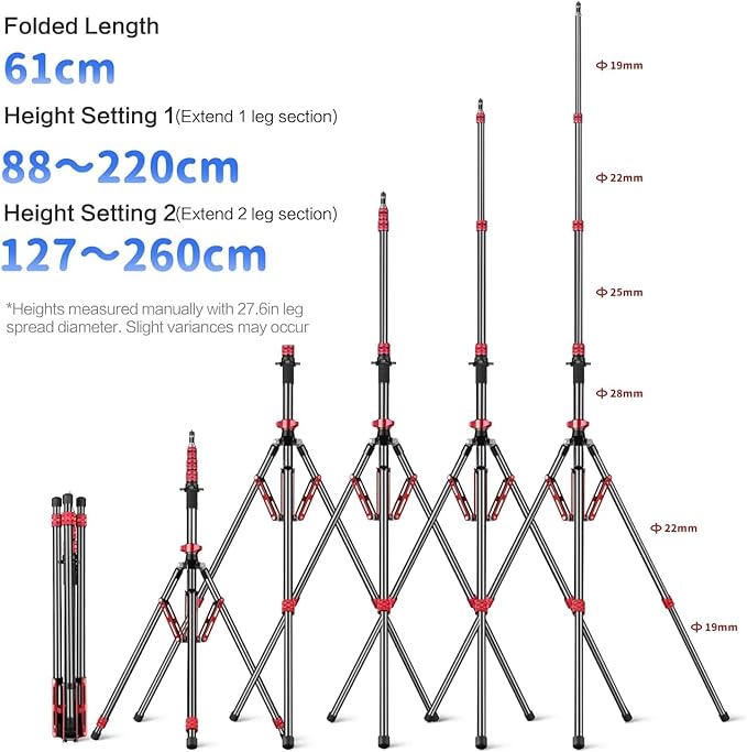 FreeSea Light Stand Aluminum, Adjustable Tripod Stand - Image 6