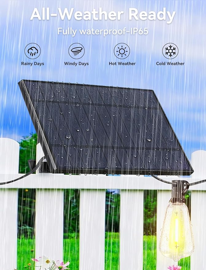 Brightever 120FT Solar String Lights Outdoor Waterproof, Patio Lights Solar - Image 5