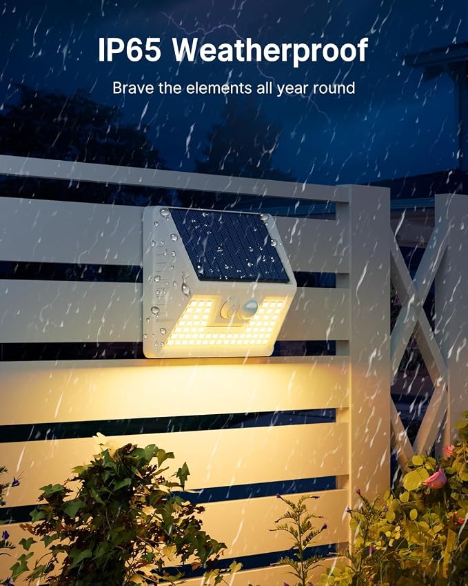 Vighep 4 Pack Solar Fence Lights Waterproof, Motion Sensor Deck, Warm White LED - Image 5
