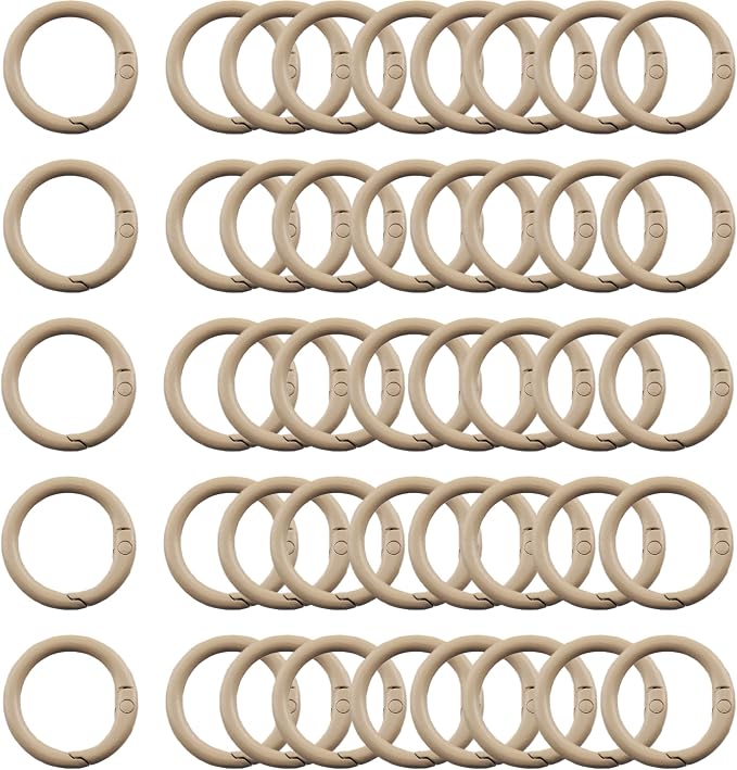 Carabiner Clip 48Pcs Khaki Metal Key Ring Clip Circle Keychain Rings Bulk by KJMLDIY