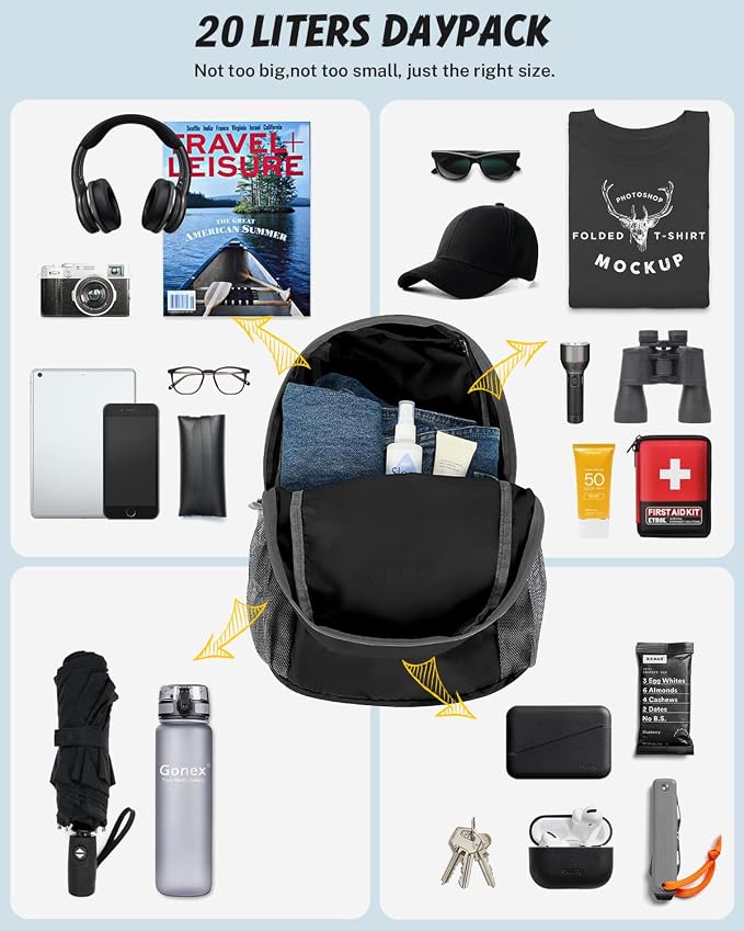 Gonex Ultra Lightweight Packable Backpack 20L Daypack Handy Foldable Camping - Image 6