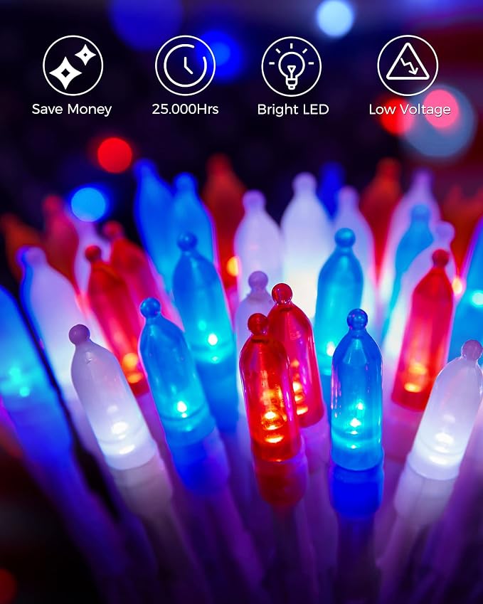 Brightown Red White Blue Battery Operated Mini String Lights - Image 3