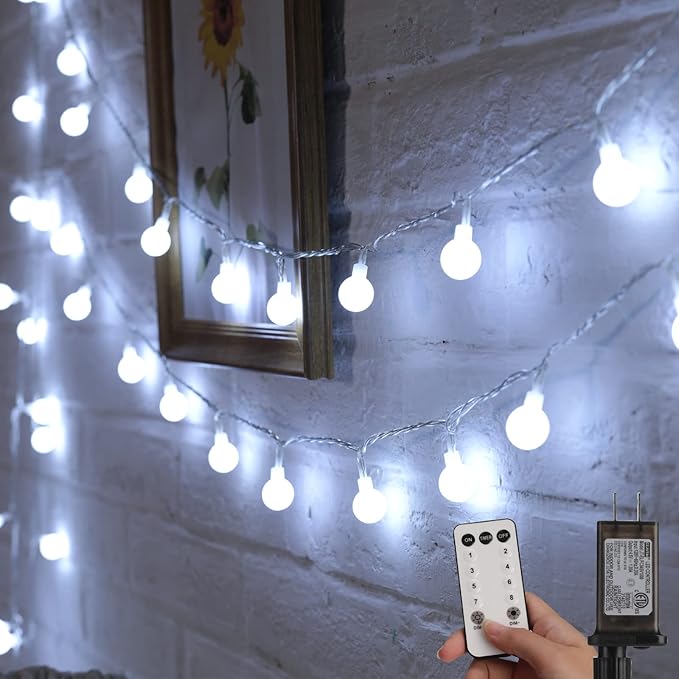 Minetom Globe String Lights, 66 Feet 200 Led Fairy Lights Plug in, 8 Modes by Minetom