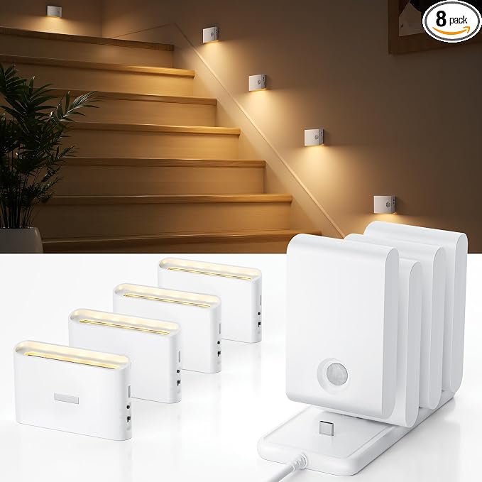 EZVALO Motion Sensor Stair Lights Indoor, Rechargeable Night Lights by EZVALO