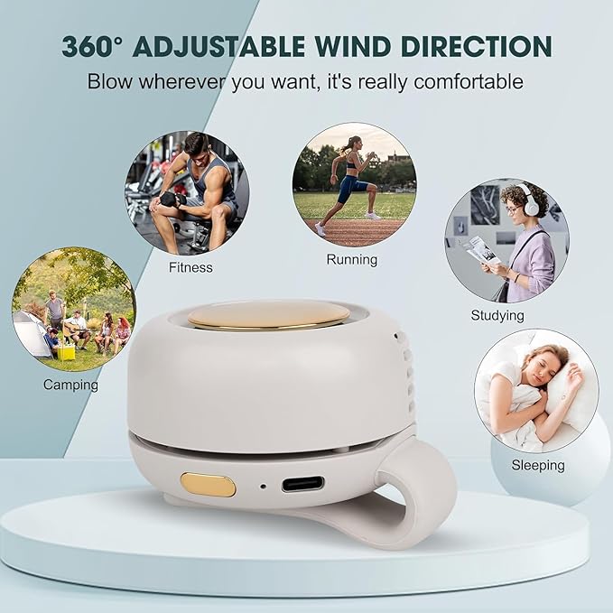 Portable Silent Mini Bladeless Fan Clip On, Small Clip Fan, Adjustable 3 Speeds - Image 6
