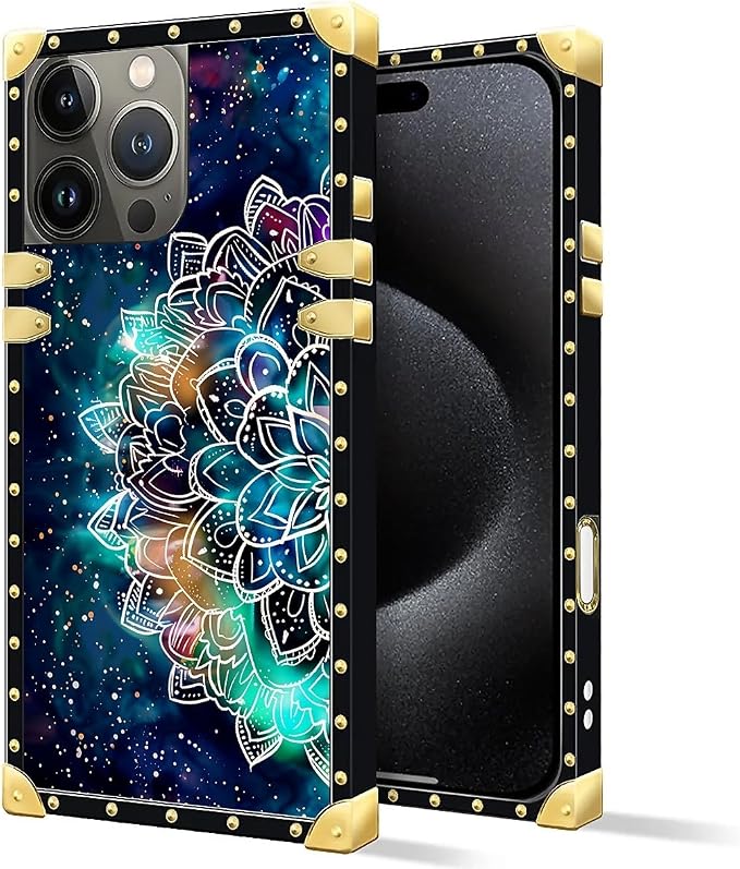 Compatible with iPhone 16 Pro Case, Starry Sky Colourful Mandala Luxury Golden - Image 2