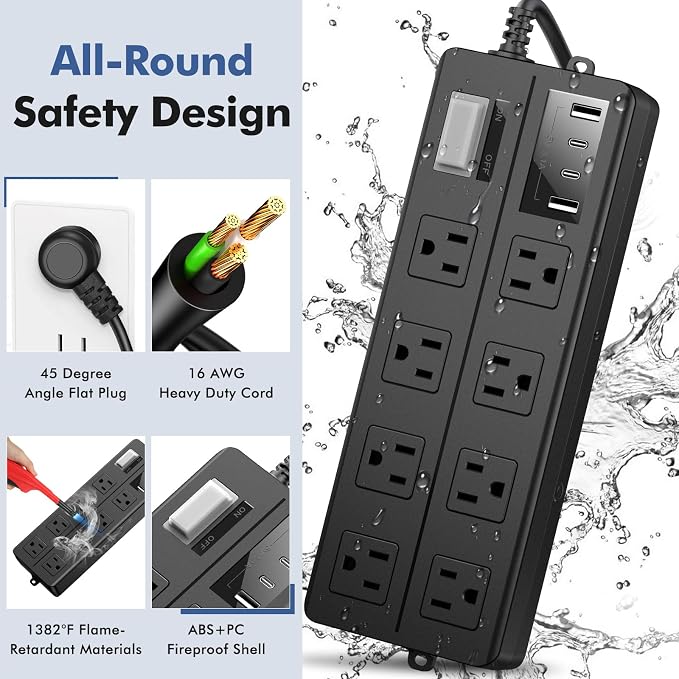 15FT Outdoor Waterproof Power Strip Surge Protector - Image 5