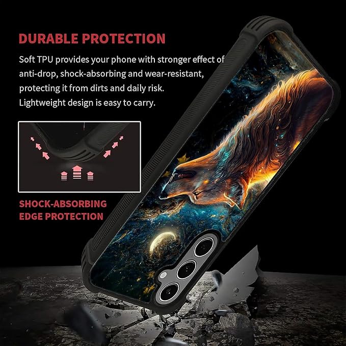 for Samsung Galaxy S24 S25 Plus Case, Star Cave Hungry Wolf Pattern Graphic - Image 7