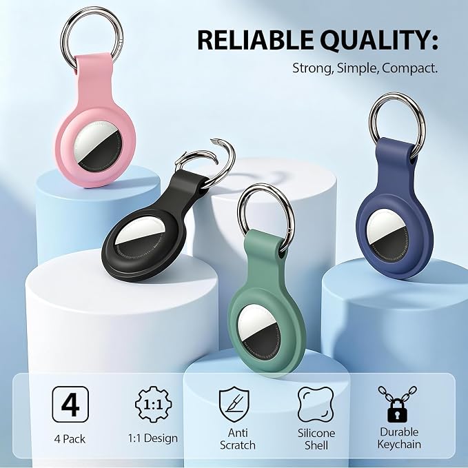 Linsaner 2|4 Pack Holder for AirTag 2nd Gen & 1st Gen, Silicone Case Keychain - Image 2