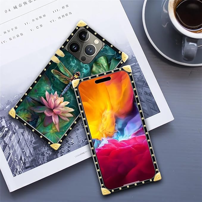 Compatible with iPhone 15 Pro Max Case, Colourful Dragonfly Pink Lily Pads - Image 6