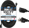 Iron Forge Cable 100 Ft Black Extension Cord, 100 Foot Extension Cord, 3 Prong by IronForgeCable