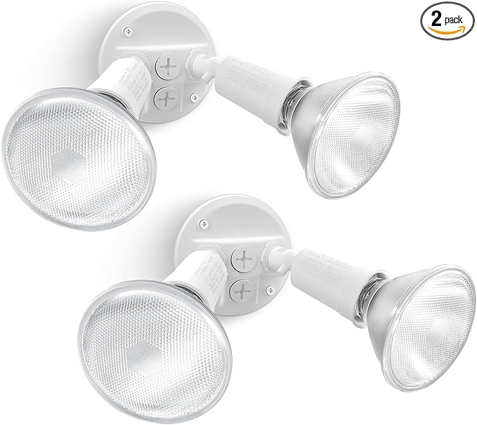 LUTEC 2 Pack Adjustable Twin Par Holder Outdoor Flood Lights, Switch Controlled by LUTEC