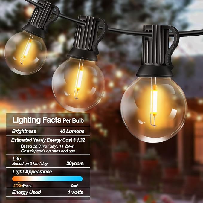 Outdoor String Lights - 100FT 2Pack G40 Globe Patio - Image 5