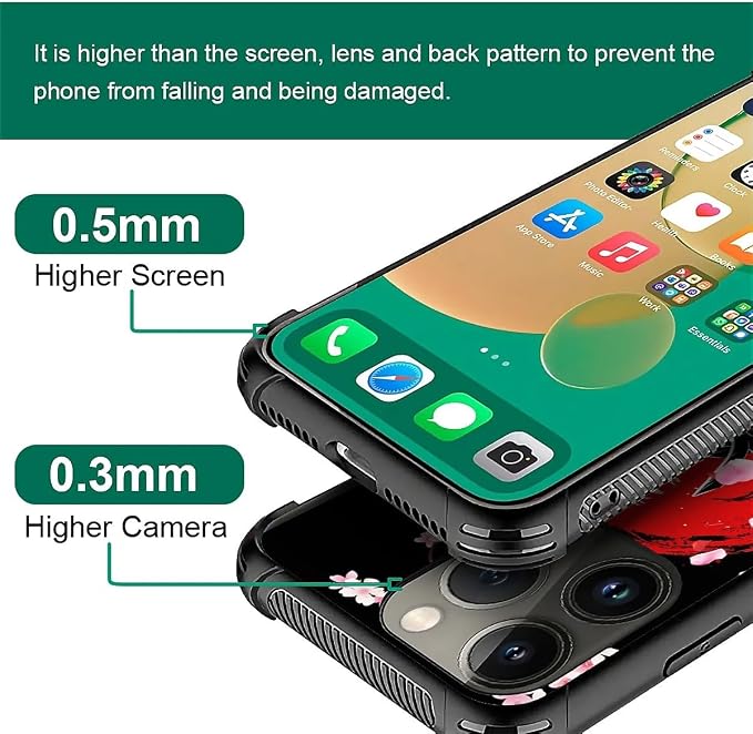 for iPhone 12 Pro Max Case, Sakura Japanese Samurai Pattern Graphic Design Girl - Image 5
