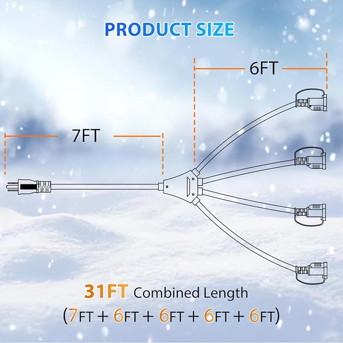 K KASONIC - 31FT Christmas Lights Outdoor Extension Cord - Image 3