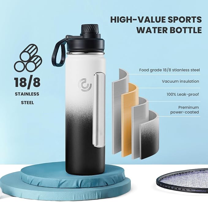 Sports Water Bottle 22oz, Insulated Water Bottle - Image 3