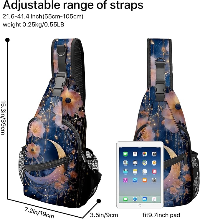 FyLybois Moon Sling Bag for Women Lightweight Crossbody Backpack Casual Daypack - Image 5
