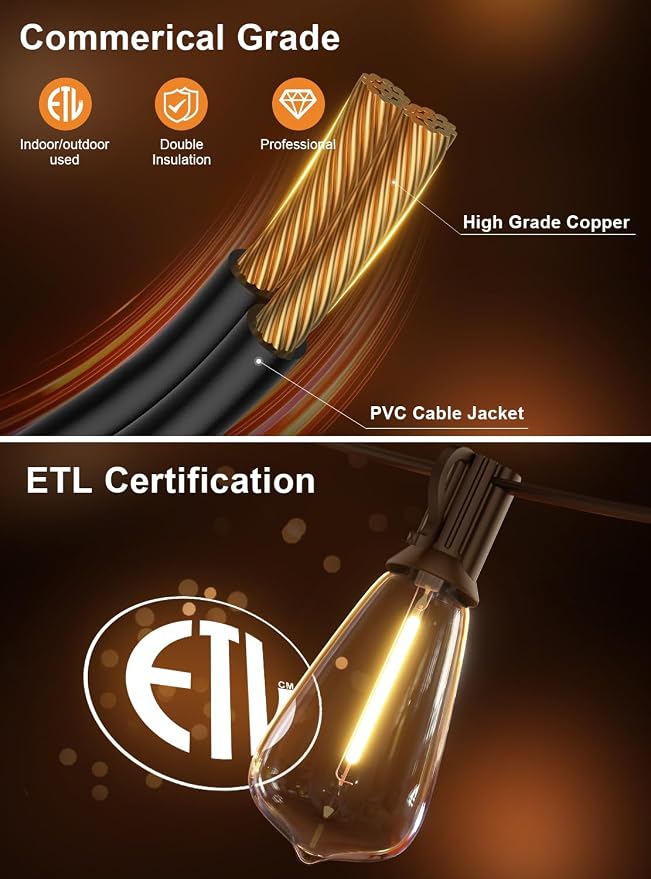 GPATIO Outdoor String Lights, 60FT Waterproof Patio Lights - Image 3