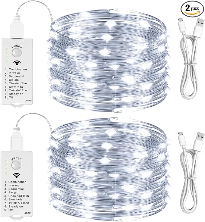 HXWEIYE Rechargeable Fairy Lights Battery Operated, DIY Timer & 8 Modes by LightUpYourHomewHXWEIYE