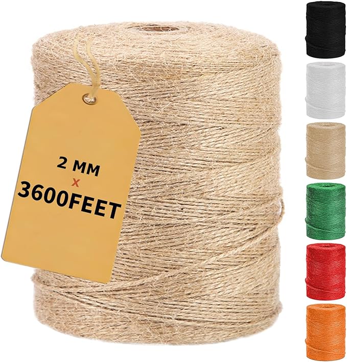 Vanhench 3600Feet Natural Jute Twine String, Bulk Hemp Jute Rope Cord Twine by Vanhench
