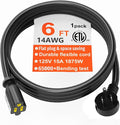 HUANCHAIN 14 Gauge 6 Feet Flat Plug Extension Cord Black Indoor Outdoor by huanchain