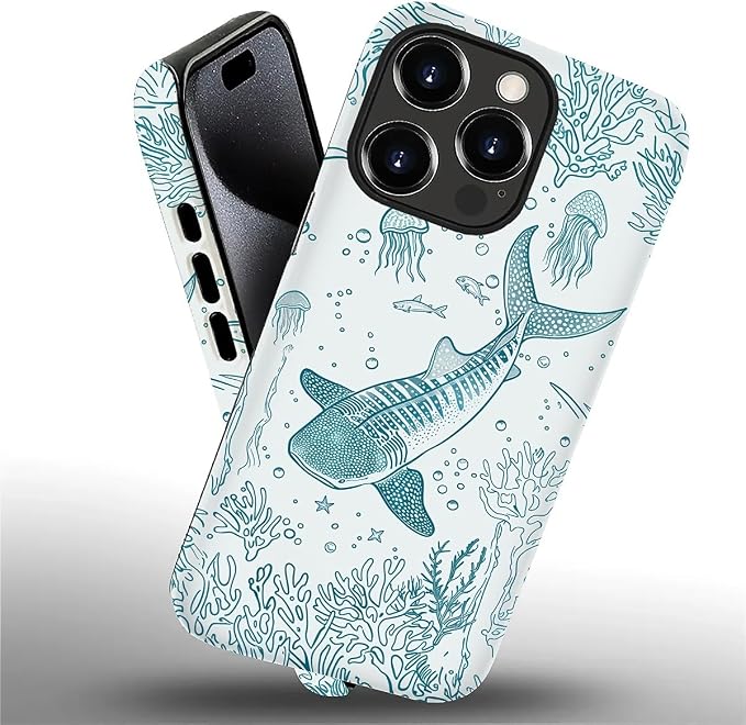 for iPhone 16 Pro Case, HH2 Ocean Whale Shark Hybrid 2 Layer Hard Shell - Image 2