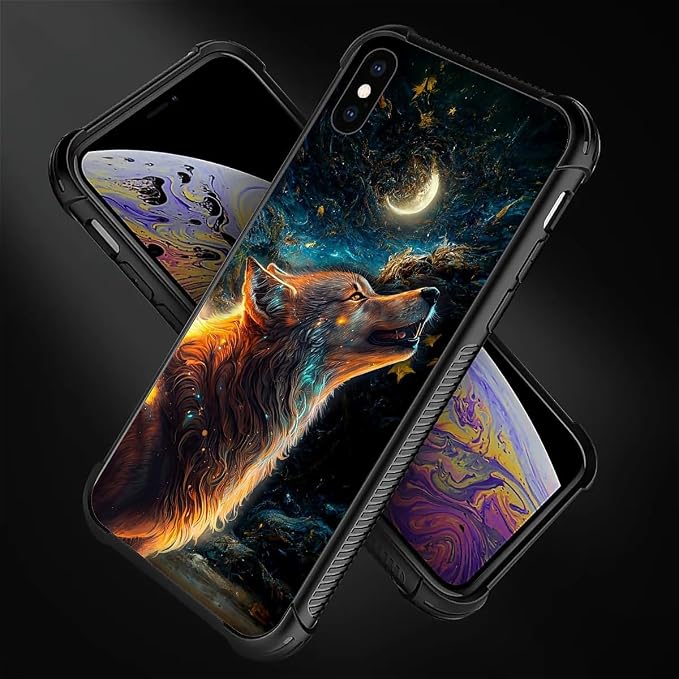 for iPhone Xs Max Case, Star Cave Hungry Wolf Pattern Graphic Design Girl Boy - Image 5