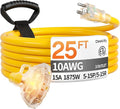25 ft 10 Gauge Heavy Duty 3 Outlet Extension Cord Splitter by Deeklify