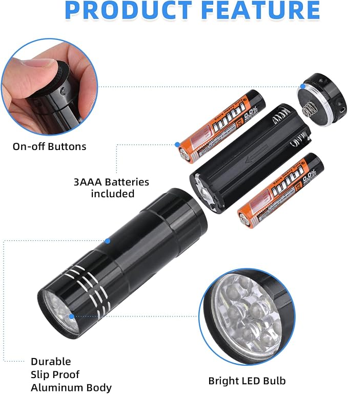 10 Pack of Flashlights 9 LED Mini Aluminum Flashlight Bulk - Image 2