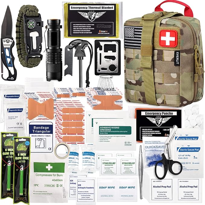 EVERLIT 250 Pieces Survival First Aid Kit IFAK EMT Molle Pouch Survival Kit by EVERLITSURVIVAL