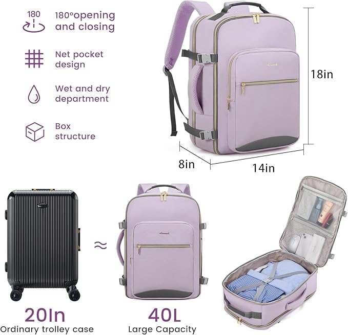 LOVEVOOK 40L Large Travel Backpack - Image 3