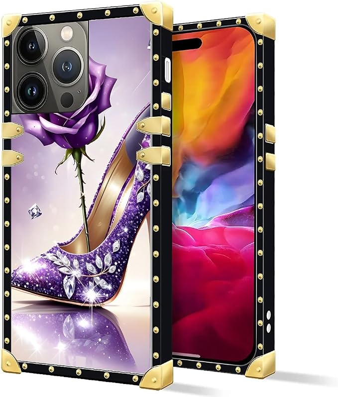 Compatible with iPhone 15 Pro Max Case, High Heeled Purple Diamond Rose Luxury - Image 2