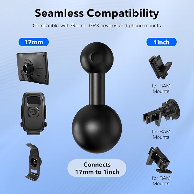 1-Inch Ball to 17mm Adapter – TPU Anti-Slip Ball Head Converter, Compatible - Image 4