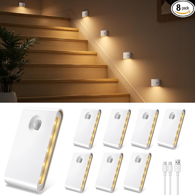 EZVALO Motion Sensor Stair Lights Indoor, Rechargeable Night Lights by EZVALO