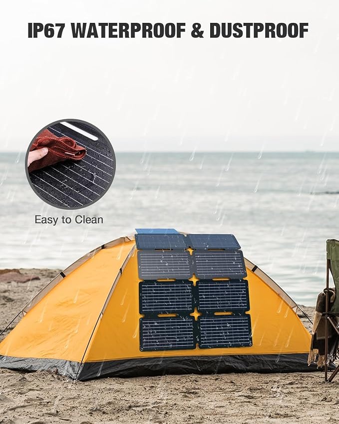 GRECELL 80W Portable Solar Panel, Foldable Solar Panel QC3.0 USB-A &Type-C Port - Image 5