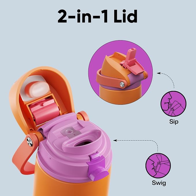 Insulated Water Bottle with Straw - Image 3