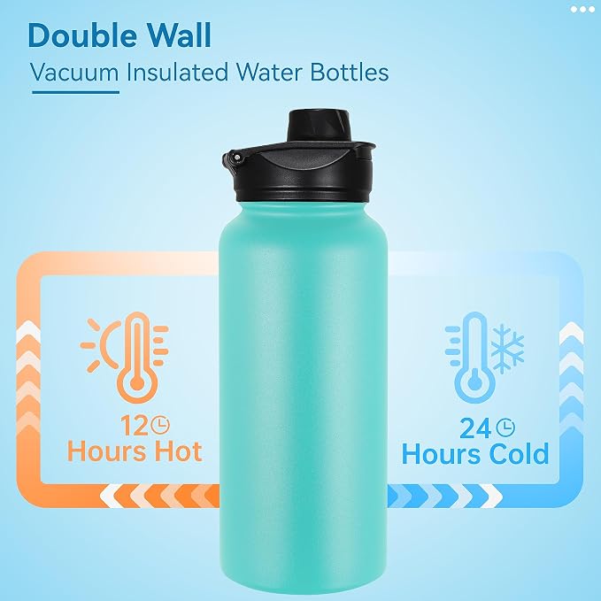 VEGOND 32 oz Insulated Water Bottle Stainless Steel Metal Water Bottles - Image 3