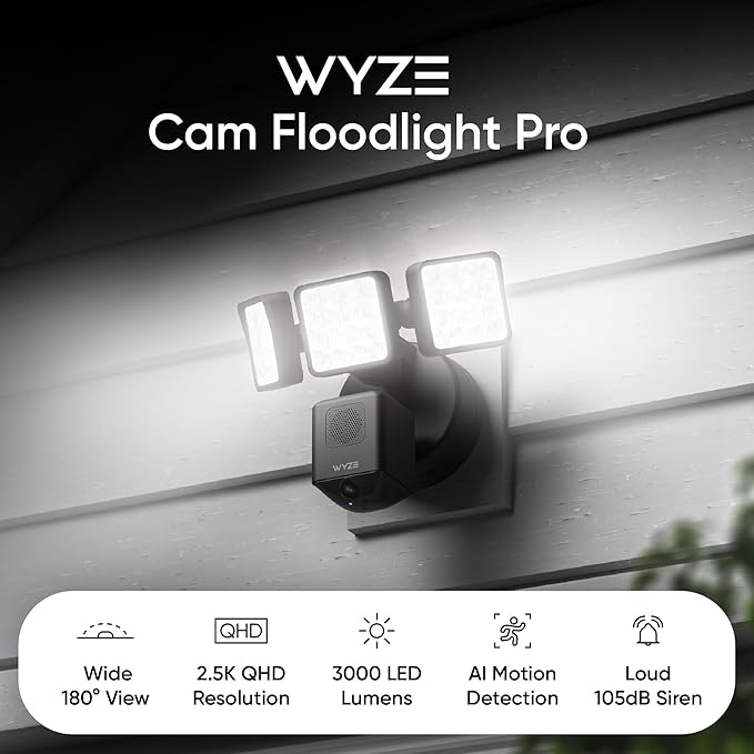 WYZE Floodlight Camera Pro, PCMag Editors' Choice 3000-Lumen LEDs, 2.5K HD - Image 2
