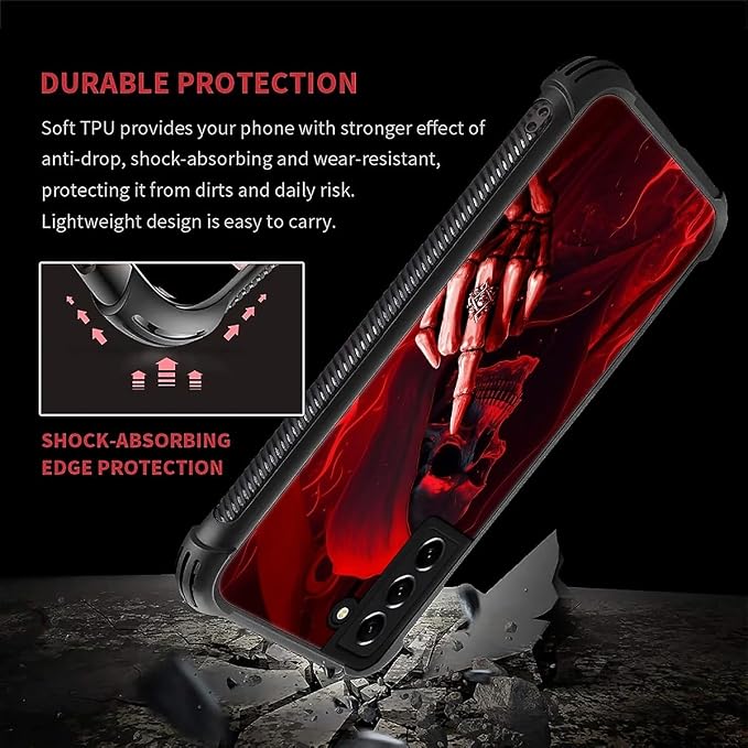 for Samsung Galaxy S22 Plus Case, Gestures Funny Skull Pattern Graphic Design - Image 6