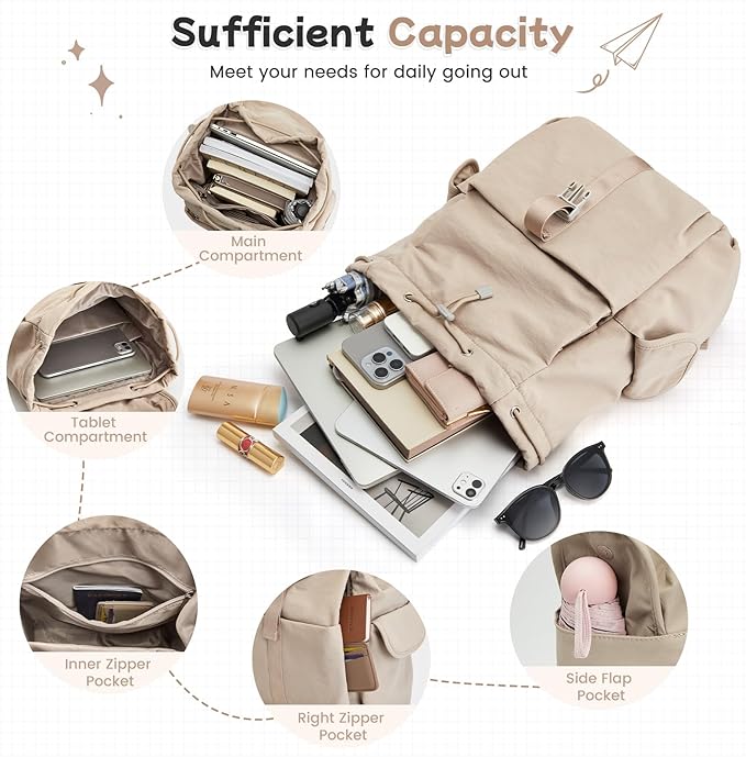 G4Free Small Backpack for Women, Nylon Casual Daypack for Work Travel Campus - Image 6