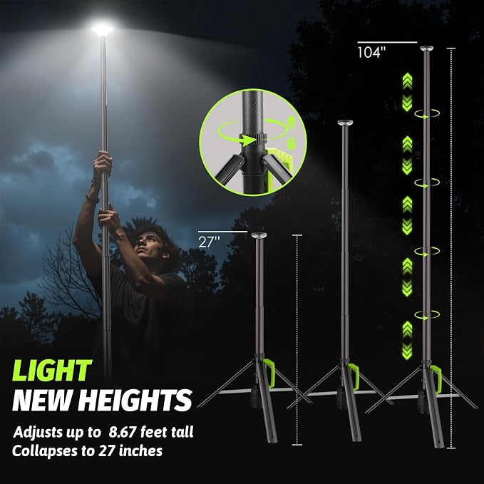 Tresda Rechargeable Telescopic Camping Light, 8.4FT LED Work Light - Image 2