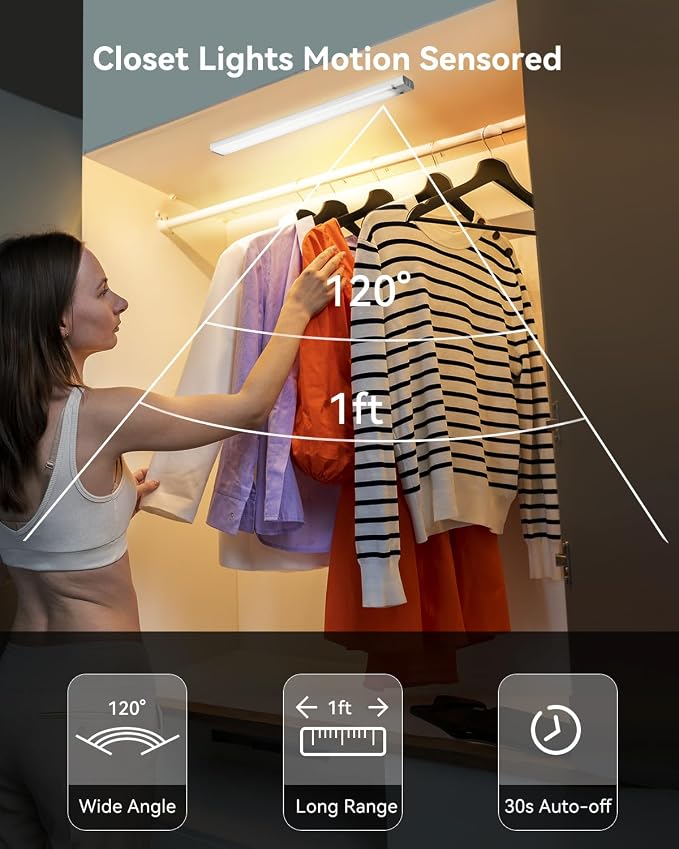 12 Inches Under Cabinet Lighting 3 Packs, Rechargeable Motion Sensor Light - Image 4