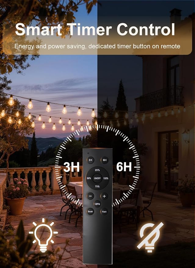 100FT Outdoor String Lights Waterproof, 36+1 Shatterproof S11 LED Bulbs - Image 7
