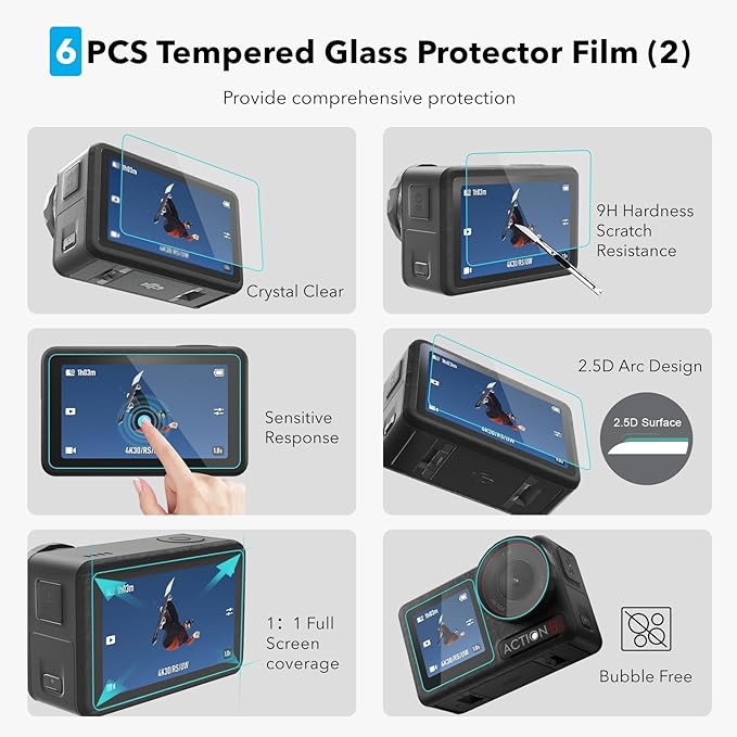 OSMO Action 5 Pro Accessories, PU Portable Mini Carrying Bag Case, Lens Screen - Image 5