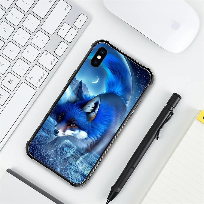 for iPhone X/Xs Case, Snowy Mountain Fox Lake Pattern Graphic Design Girl Boy - Image 5